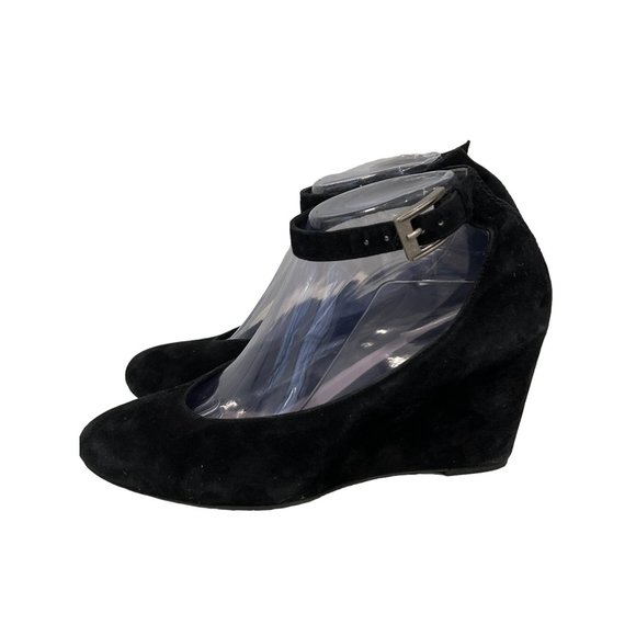 Johnston & Murphy Ankle Strap Wedge Pumps Womens 8 Round Toe Buckle Career Prepp - Picture 3 of 9